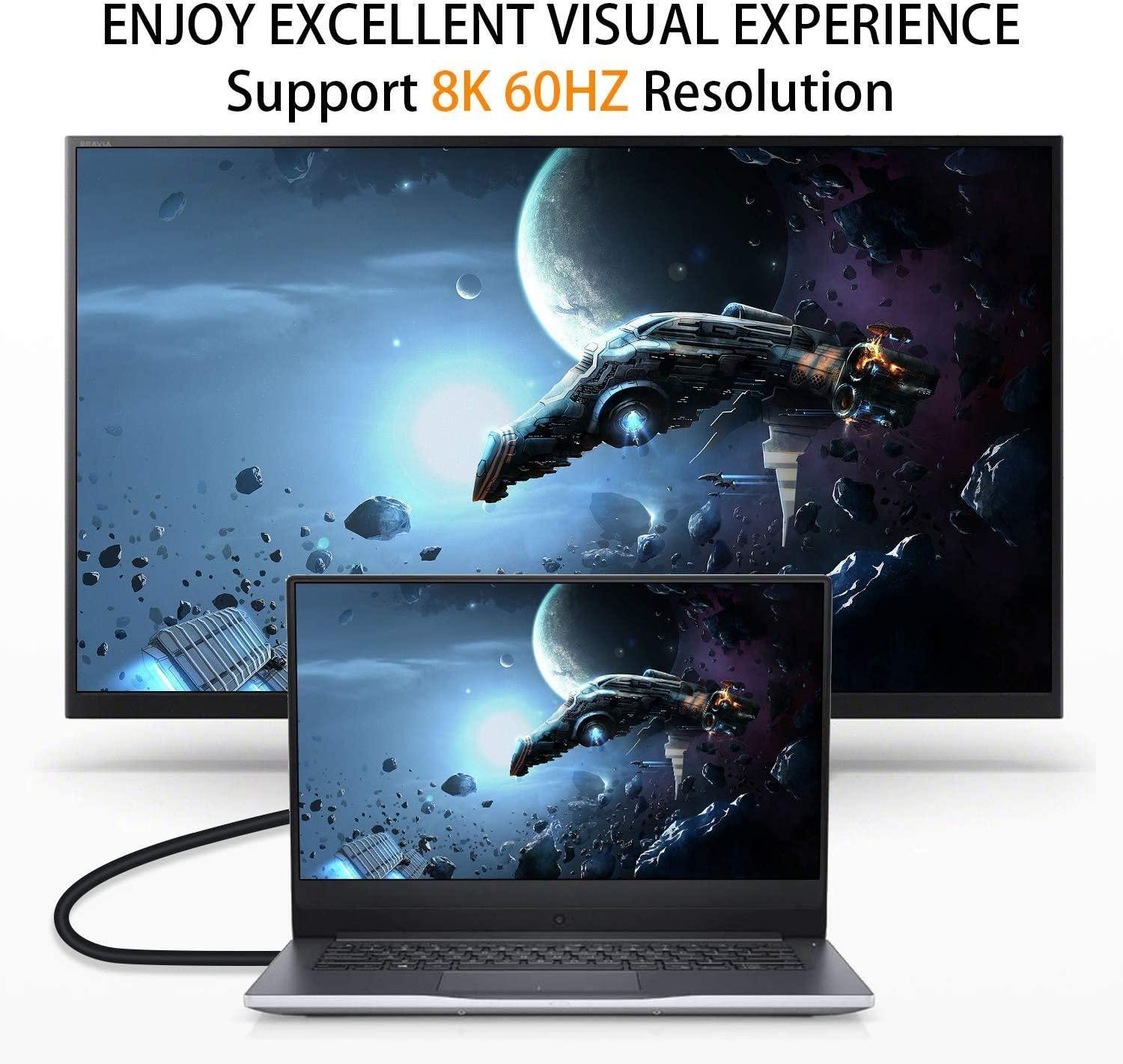 NÖRDIC vinklet HDMI-adapter 8K60Hz 4k120Hz 48Gbps han til hun HDMI2.1 18cm