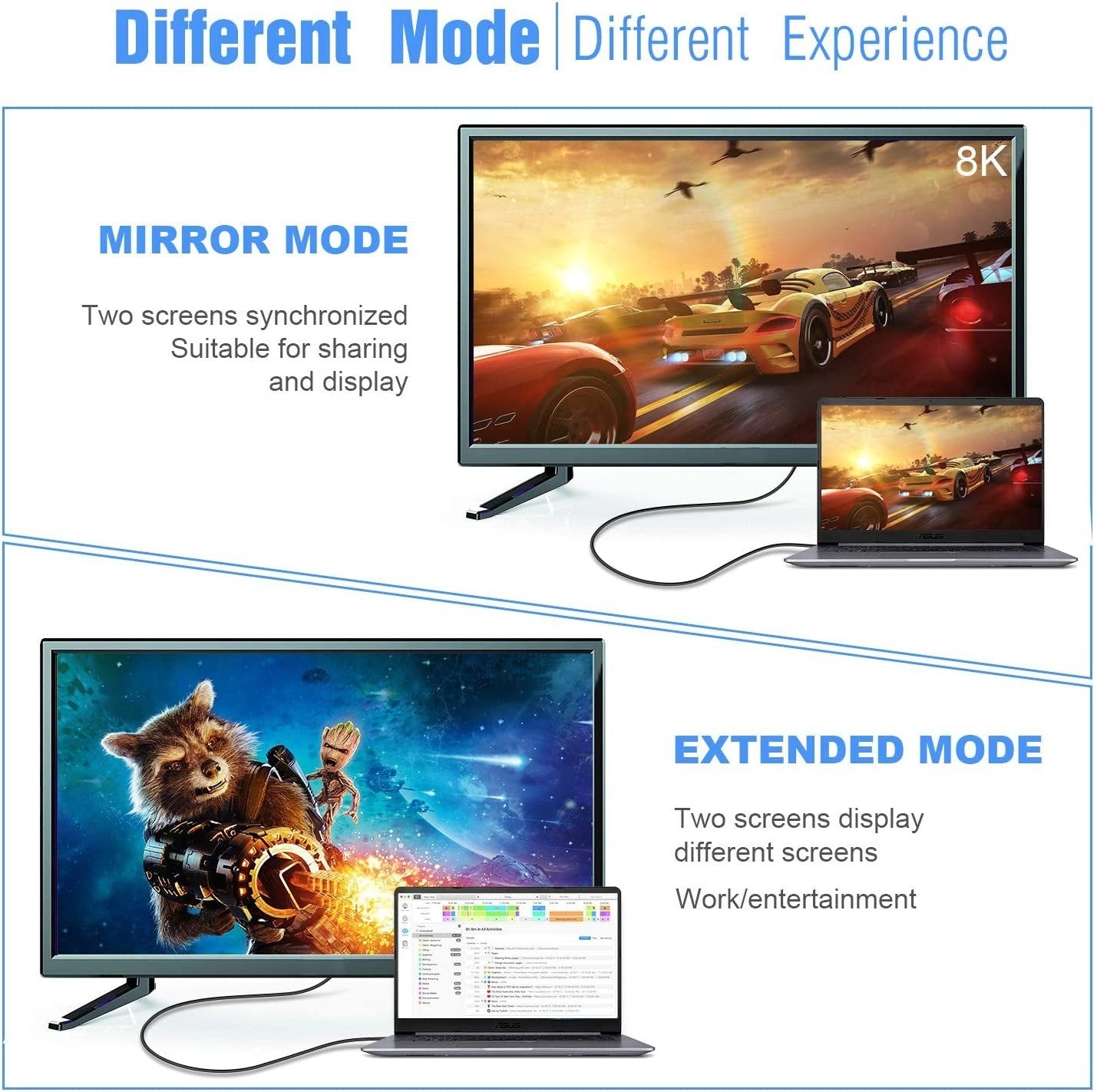 NÖRDIC 1m USBC til DP 1.4 kabel 8K30Hz 4K120Hz 32.4Gbps