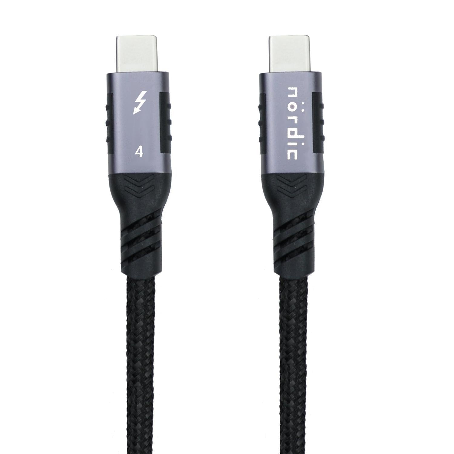 NÖRDIC 2,5 m Thunderbolt 4 USB-C kabel 40 Gbps 100 W opladning 8K video kompatibel med USB 4 og Thunderbolt 3 Rabat