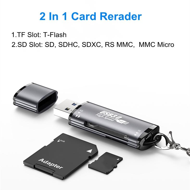 NÖRDIC USB-A 3.0 kortlæser 2 slot SD, MicroSD UHS-I