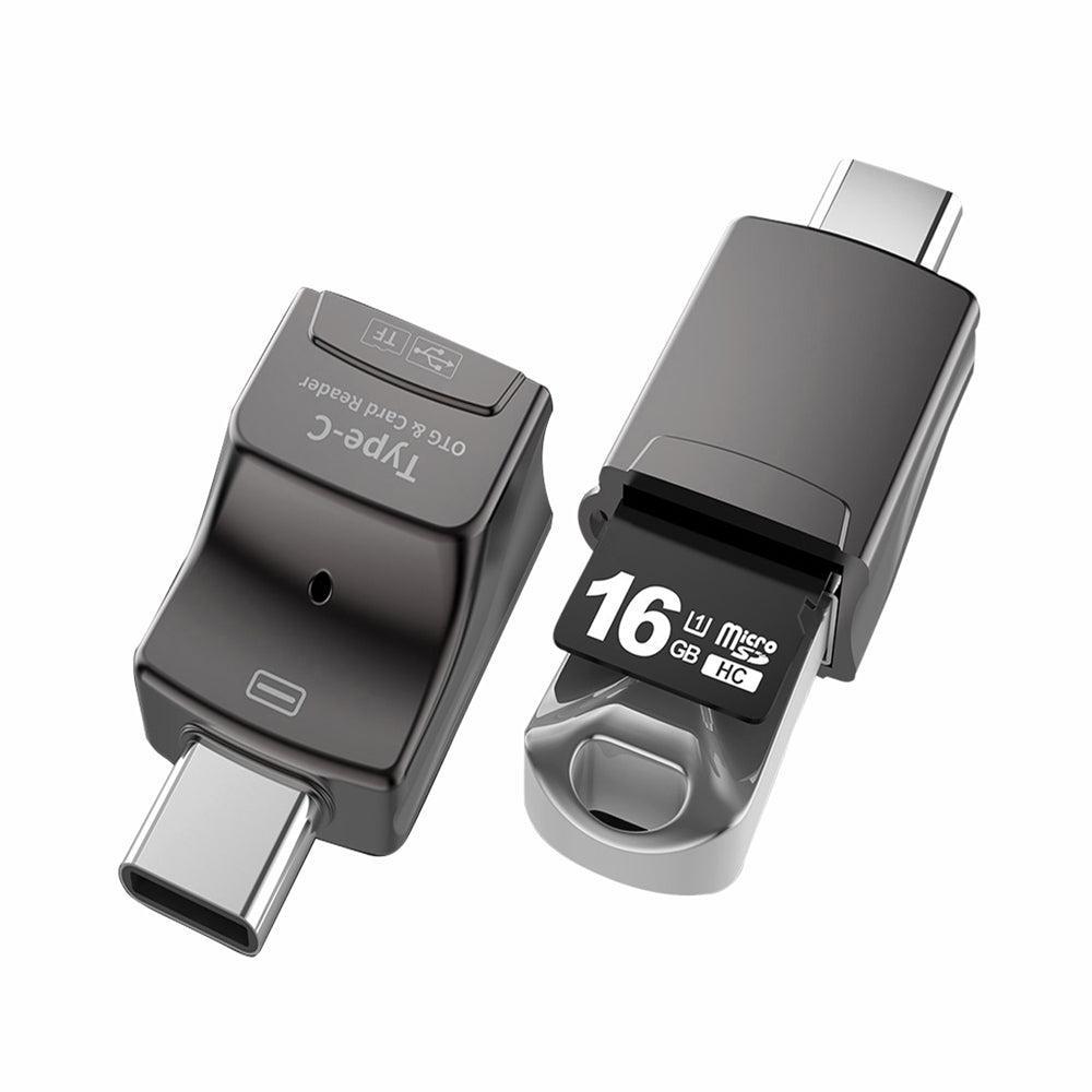 NÖRDIC 2 i 1 OTG USB3.1 A adapter til USB-C med kortlæser 2TB TF / Micro SD / Micro SDHC / Micro SDXC Online nu