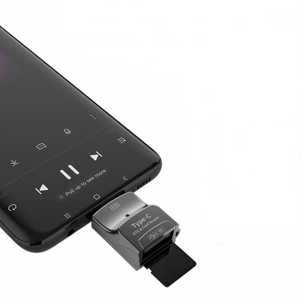 NÖRDIC 2 i 1 OTG USB3.1 A adapter til USB-C med kortlæser 2TB TF / Micro SD / Micro SDHC / Micro SDXC Online nu