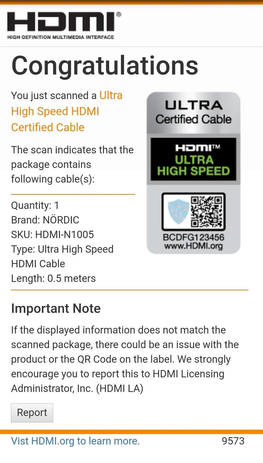NÖRDIC CERTIFICEREDE KABLER 50cm HDMI 2.1 Ultra High Speed 8K 4K 60Hz 120Hz 48 Gbps Dynamic HDR eARC Game Mode VRR Dolby ATMOS nylon flettet