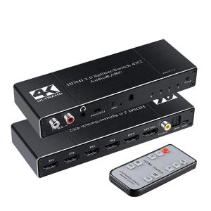 NÖRDIC HDMI Switch 4 på 2 med lyd emhætte og ARC, i 4Kx2K 60Hz, HDCP 2.2, 5.1 surround, Metal Online nu