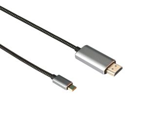 NÖRDIC USBC til HDMI 4K 60Hz 50cm nylon flettet kabel plads grå støtte HDCP1.4 og 2,2 Pure kobber 99,99% Levere