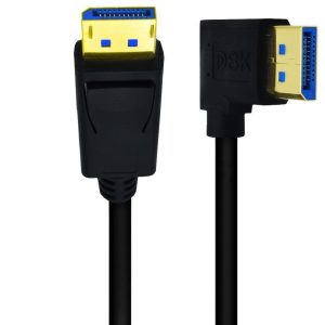 NÖRDIC 1m vinklet Displayport til Displayport kabel ver 1.4 UHD 8K i 60Hz 32.4Gbps 10-bit HDR dobbelt skærmet