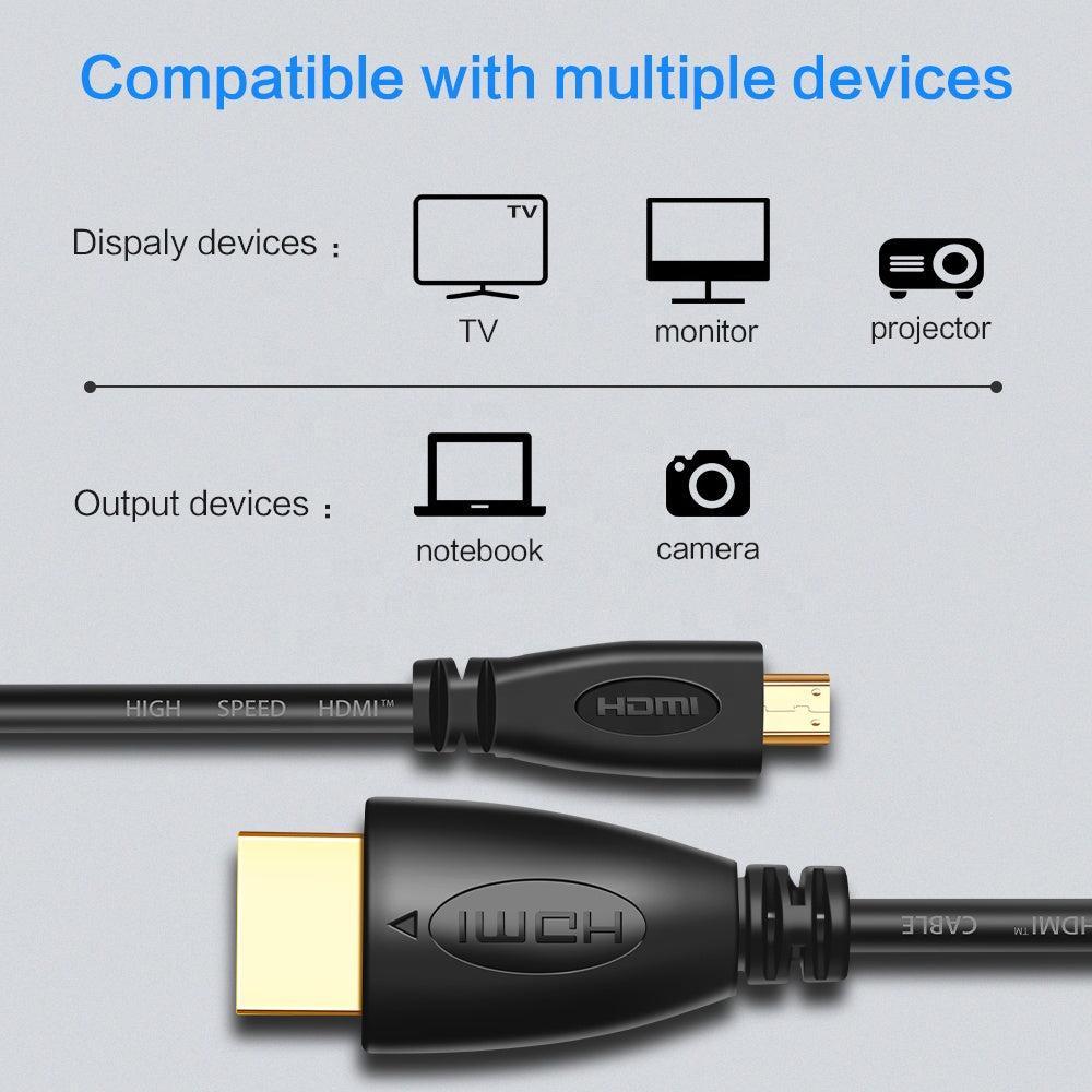 NÖRDIC HDMI til Mini HDMI kabel 50cm High Speed HDMI med Ethernet type A til type C han til mandlige sort