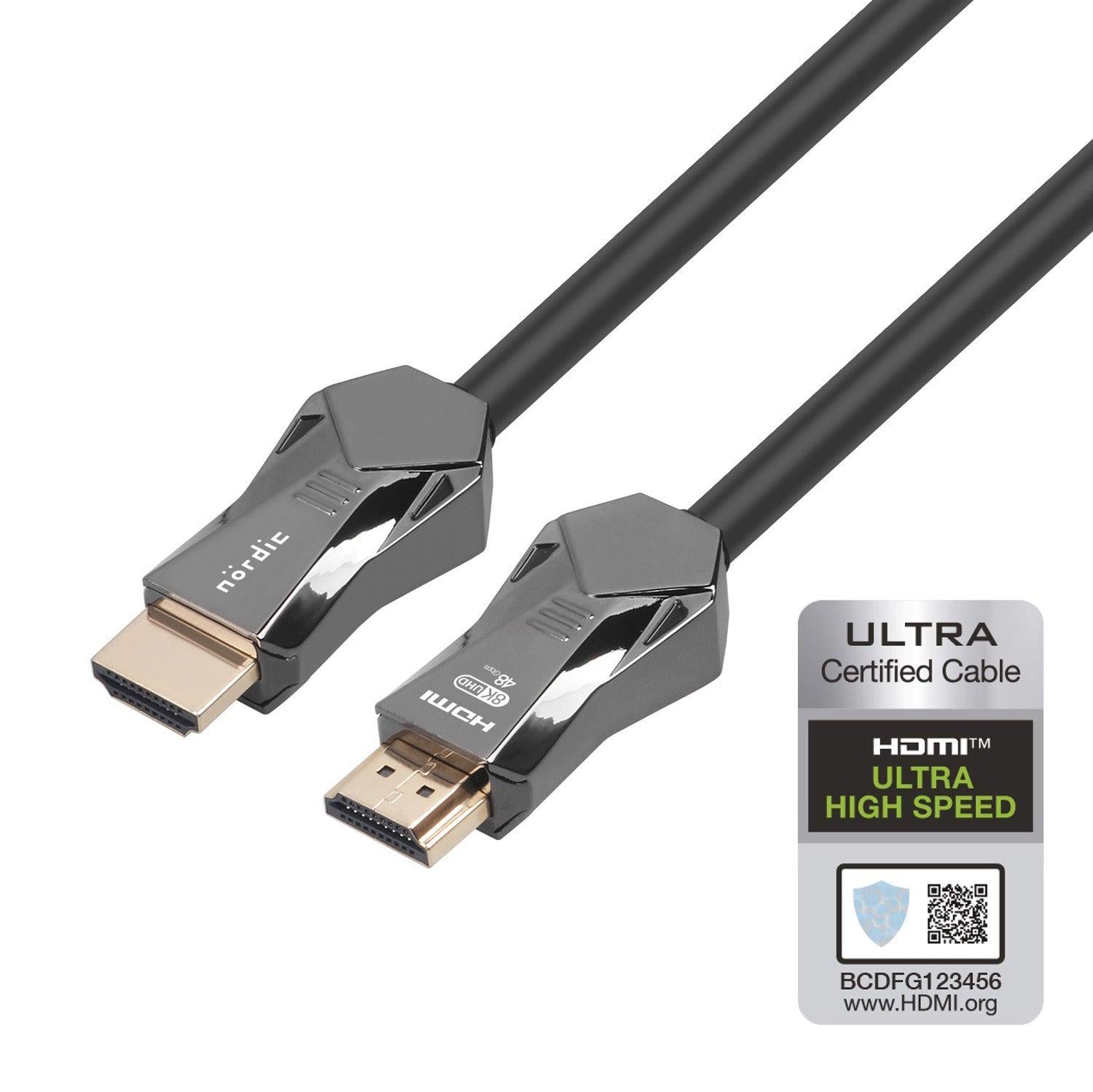 NORDIC CERTIFICEREDE KABLER 5m Ultra High Speed HDMI 2.1 8K 60Hz 4K 120Hz 48Gbps Dynamic HDR eARC VRR-kabel forgyldt Levere