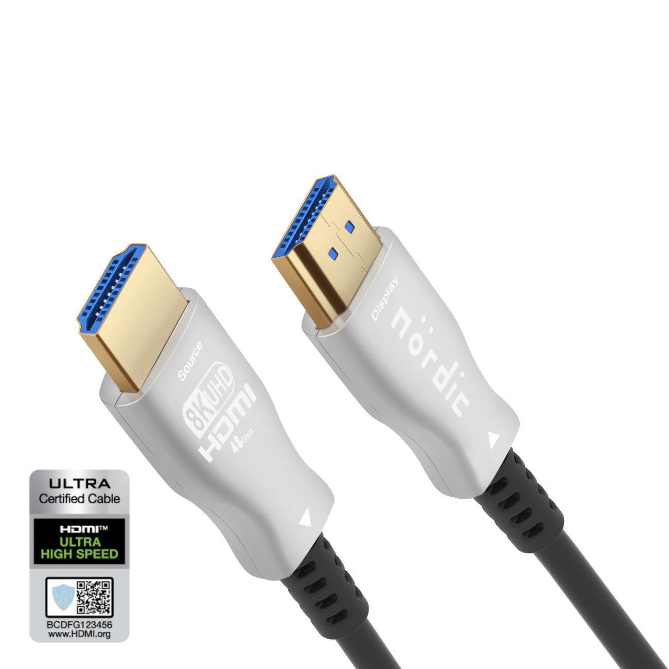 NÖRDIC CERTIFIED 10m Ultra High Speed HDMI 2.1 aktivt AOC optisk fiberkabel 8K 60Hz 4K 120Hz 48Gbps Dynamic HDR, eARC, VRR Udsalg