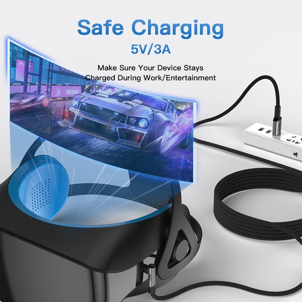 NÖRDIC VR Link-kabel 5m USB3.2 Gen1 USB-C til A 5Gbps 3A hurtigopladning Quest 2 Super Speed USB Sort Online