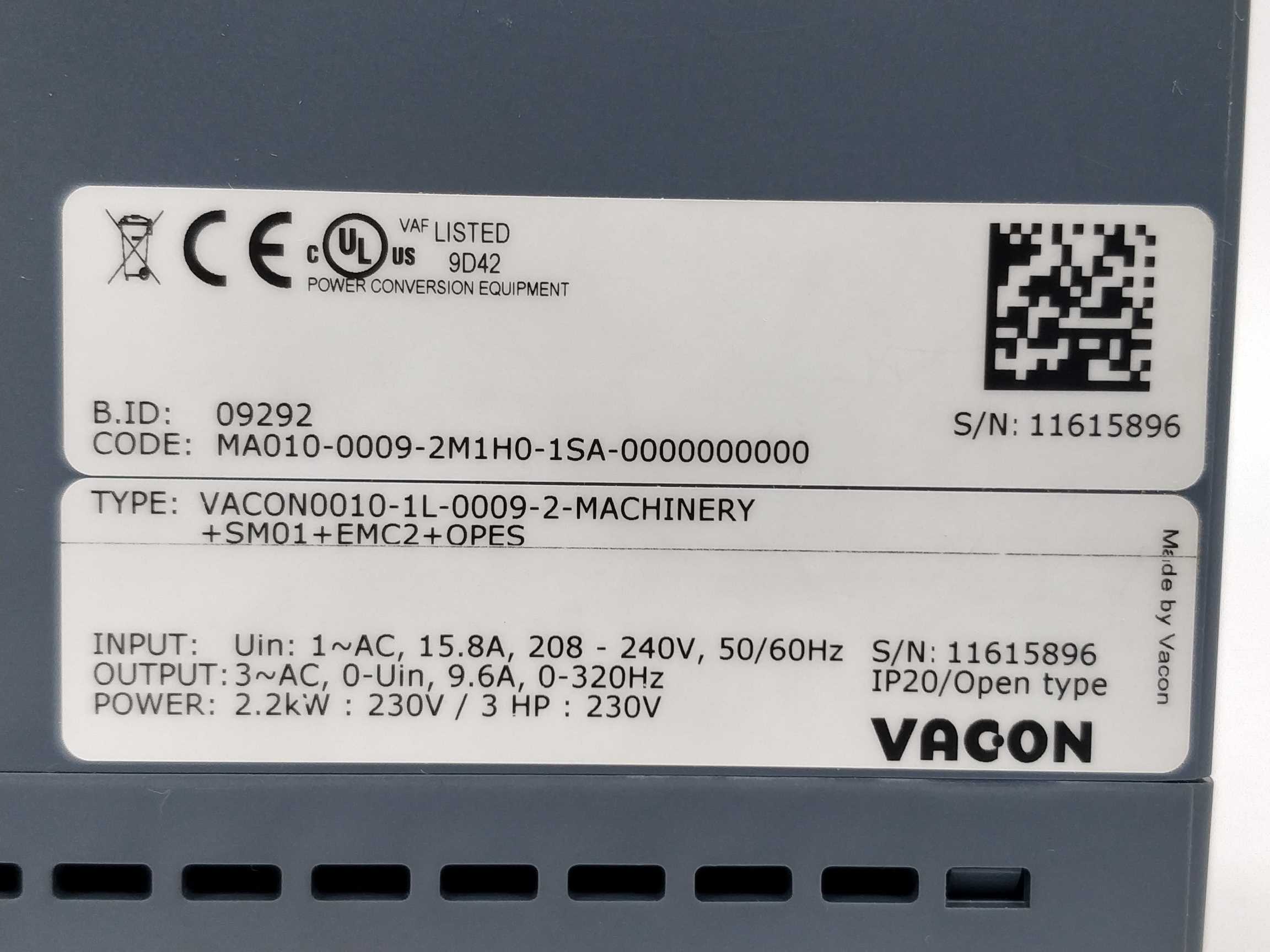 Vacon VACON0010-1L-0009-2 AC Drives Udsalg
