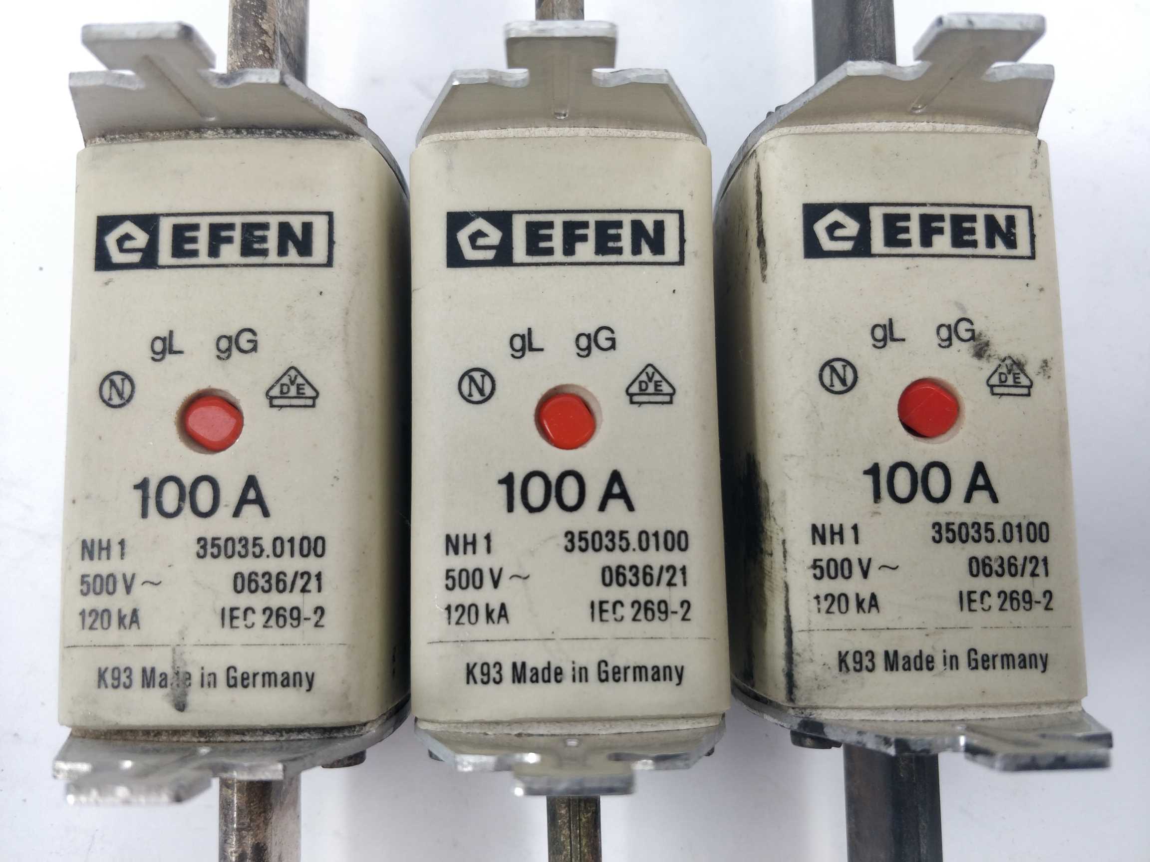 efen-350350100-fuse-100a-500v-gl-nh1-120ka-3pcs_2.jpg Efen 350350100 Fuse 100A 500V gL NH1 120kA 3Pcs.