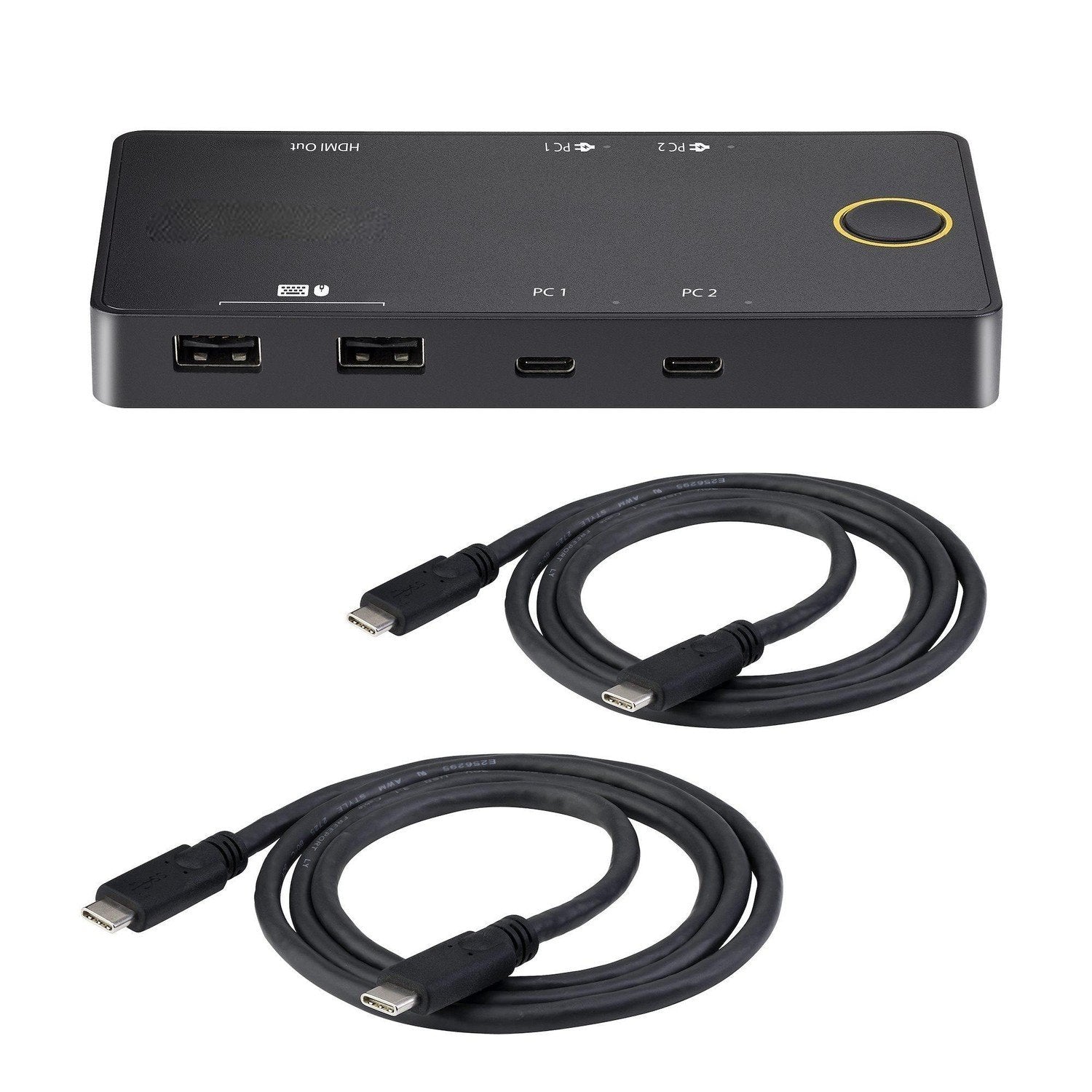 NÖRDIC dockingstation og KVM-switch 2 til 1 USB-C til HDMI, 4K60Hz, 2x USB-A, 2x USB-C PD 100W