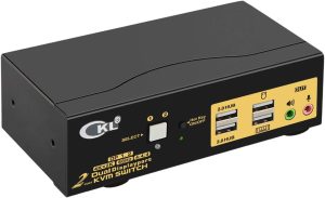 KVM 2x2 DP Switch Dual Monitor Displayport 1.2 4K60Hz 4:4:4 med 2x3.5mm og 4xUSB-A Rabat