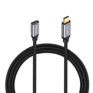 NÖRDIC 1,5 m USB3.2 SuperSpeed USB 5 Gbps USB-C til C forlængerkabel med strømforsyning 60W og 4K60Hz video