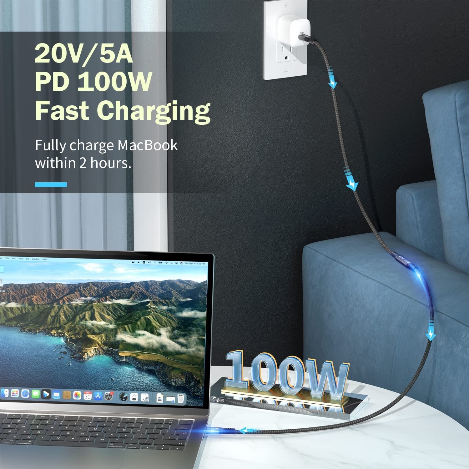 NÖRDIC 0,8m Thunderbolt 4 forlængerkabel, USB-C han til hun, 100W hurtig opladning, 40Gbps, 8K 60Hz Hot på udsalg