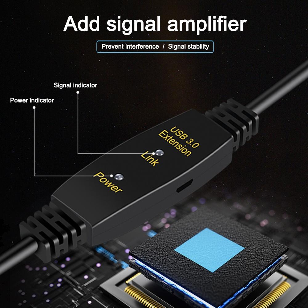 NÖRDIC Active 20m USB3.1 forlængerkabel 5Gbps USB A han til hun til Xbox, PS5, Oculus, printer, scanner, Playstation, VR USB forlængerkabel