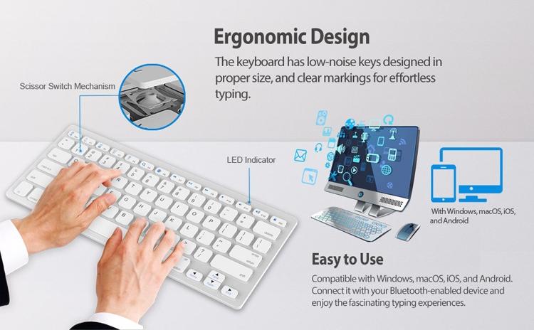 NÖRDIC Bluetooth Keyboard 78 taster amerikansk layout Rabat