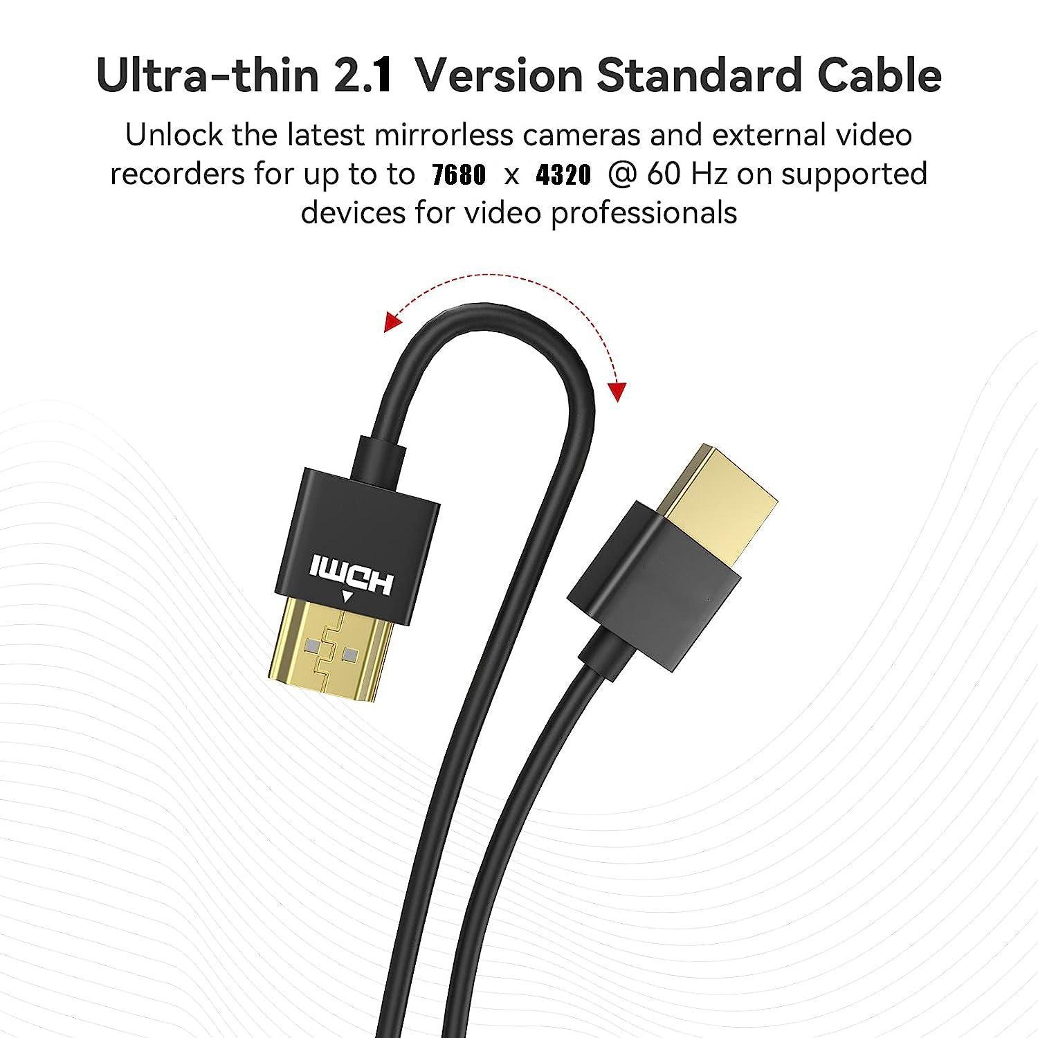 NÖRDIC 2m slank Ultra High Speed HDMI2.1 8K 60Hz 4K 120Hz 48Gbps Dynamic HDR eARC Game Mode VRR Dolby ATMOS