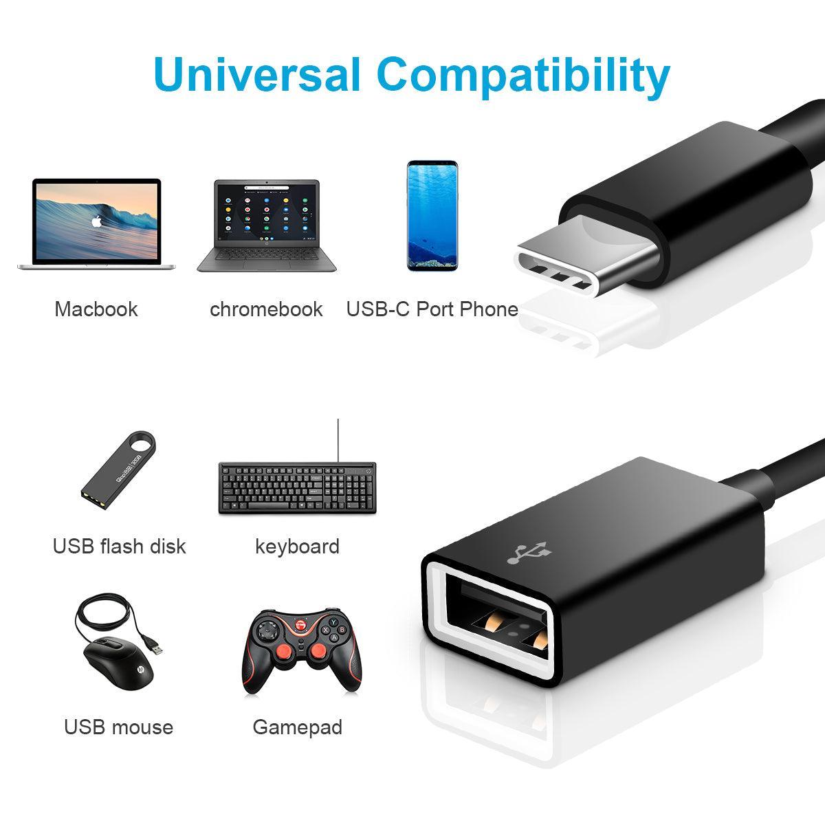 NÖRDIC A USB OTG til USBC 3.1 Gen 1 adapter aluminium 50cm sort USBC OTG Cable Hot på udsalg