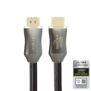 NORDIC CERTIFIED KABLER 3m Ultra High Speed HDMI 2.1 8K 60Hz 4K 120Hz 48Gbps Dynamic HDR eARC VRR nylon flettet kabel forgyldt ekstra holdbart Online salg