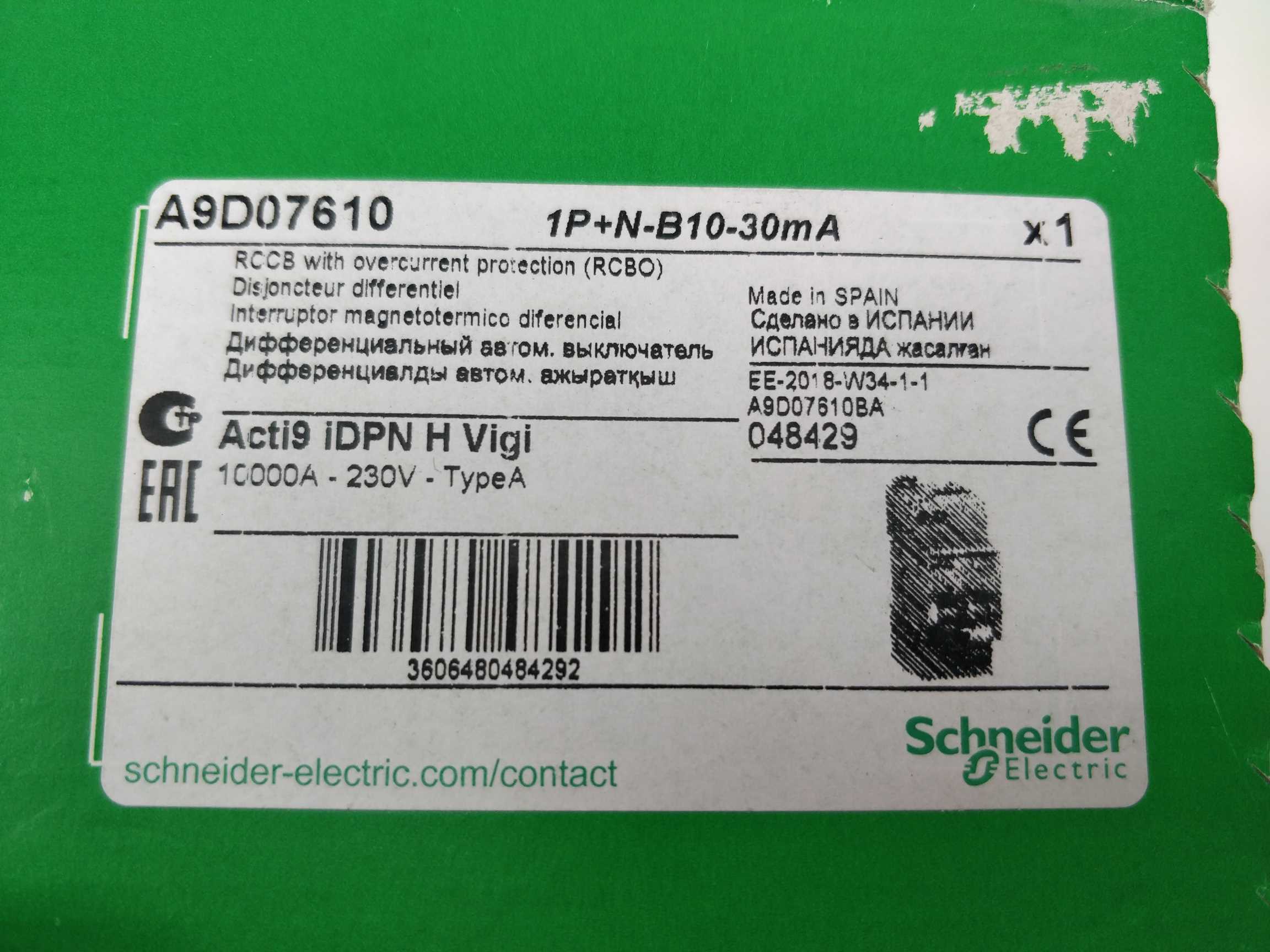 Schneider Electric A9D07610 RCBO Online Hot Salg