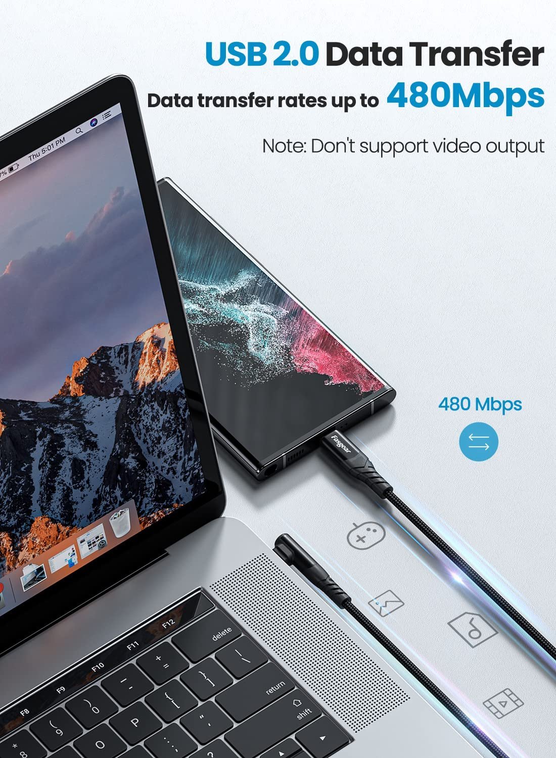 NÖRDIC 2m USB 2.0 USB-C til C-kabel til iPhone 15/15 Pro/15 Plus/15 Pro Max 3A 480Mbps 60W på udsalg