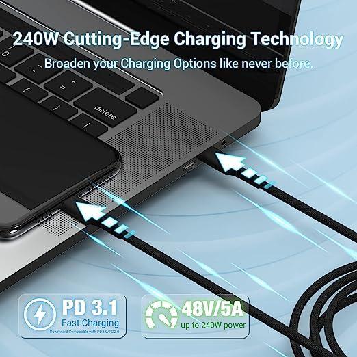 USB-IF-certificeret 2m USB-C 2.0 240W Hurtigopladning 480Mbps