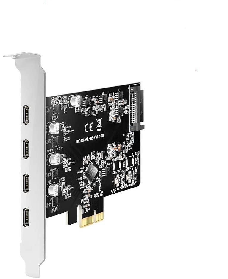 Maiwo KC019 PCI Express x1-kort 4 eksterne USB 3.1 5Gbps type C Rabat