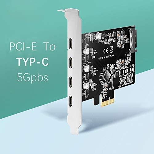 Maiwo KC019 PCI Express x1-kort 4 eksterne USB 3.1 5Gbps type C Rabat