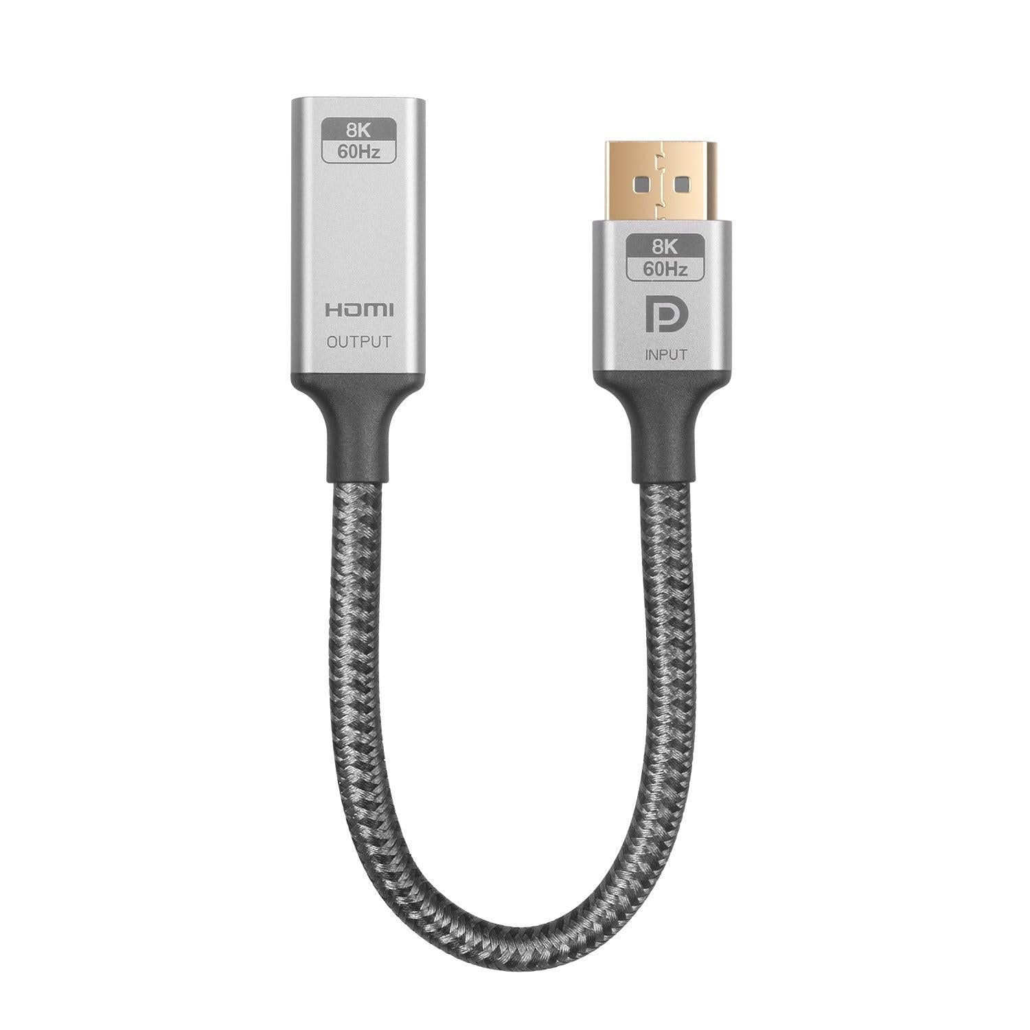 NÖRDIC 20cm Aktiv adapter Displayport1.4 hane till HDMI 8K60Hz hona Udsalg