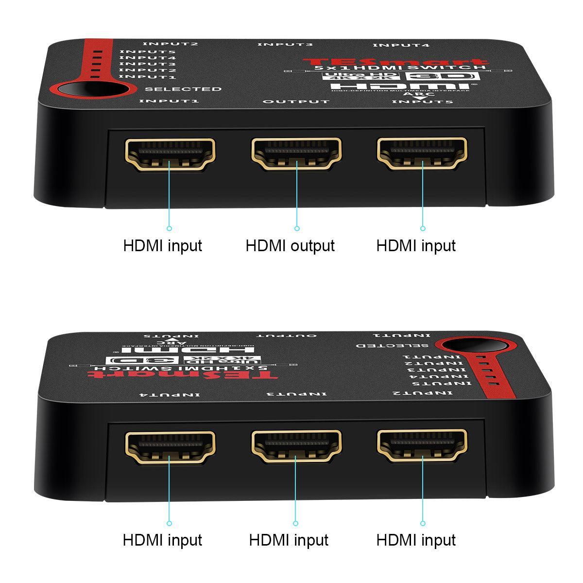 NÖRDIC HDMI Switch 5 til 1 støtte til 4K 30Hz Full HD 1080p 3D ARC 10,2Gbps Online salg