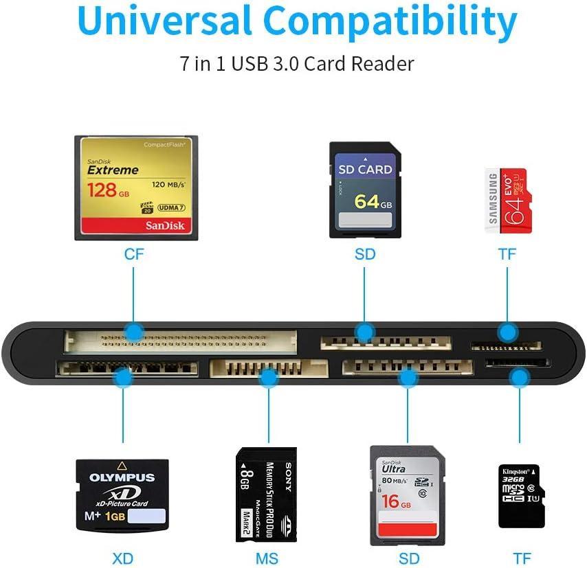 NÖRDIC USB-A kortlæser 7 slot 1xCF, 2xSD, 2xMicroSD, 1xMS, 1xXD UHS-I på udsalg