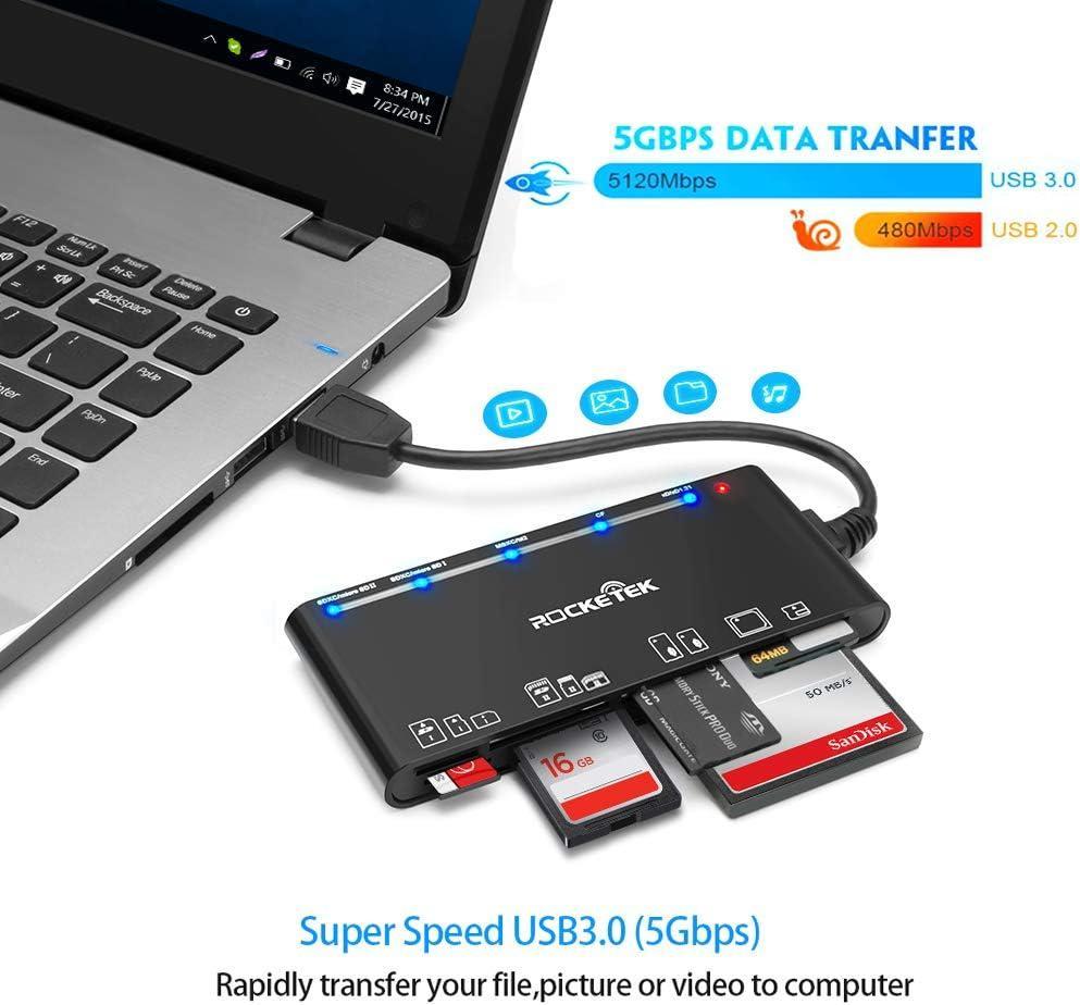 NÖRDIC USB-A kortlæser 7 slot 1xCF, 2xSD, 2xMicroSD, 1xMS, 1xXD UHS-I på udsalg