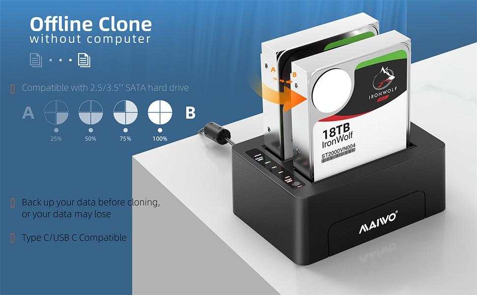 Maiwo K3082C C USB 3.1 GEN2 10Gbps Docking 2x 2,5 3,5 SATA-harddisk SSD op til 20TB med understøttelse af UASP, støtte SATAIII 6Gbps