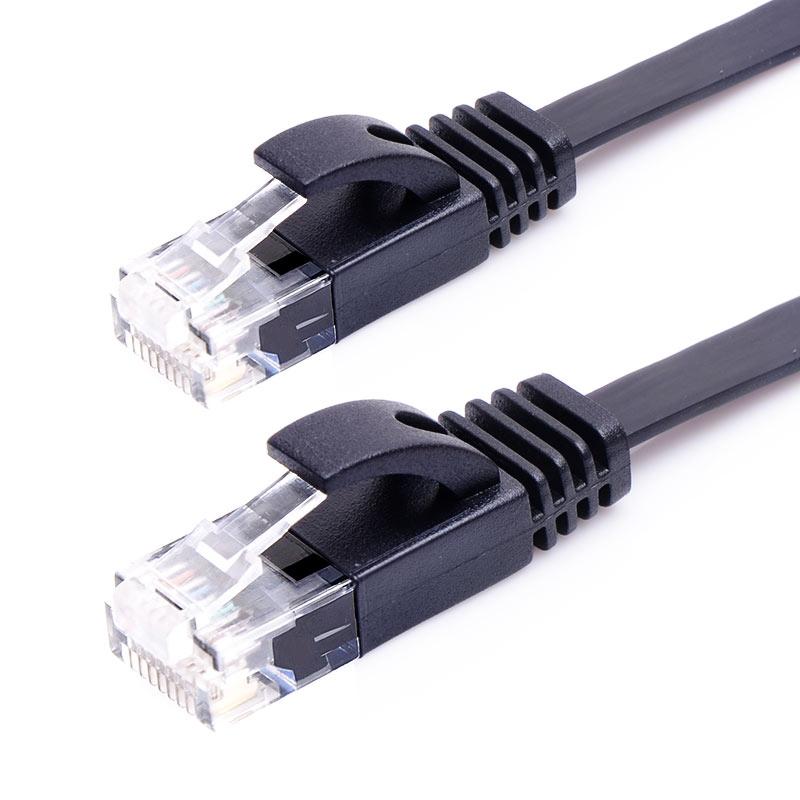 NÖRDIC Cat6 U / UTP flad netværkskabel 1,5m 250mhz båndbredde og 10 GBPS transmissionshastighed sort Hot på udsalg
