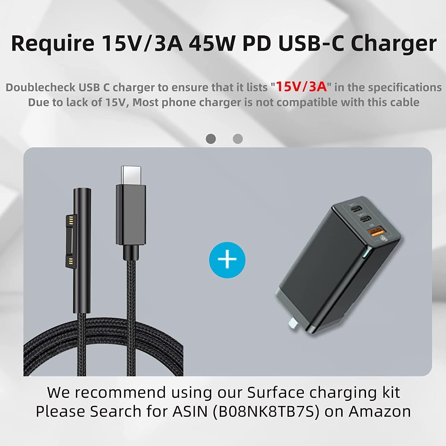 NÖRDIC 2m Ladekabel til Microsoft Surface 15V3A 45W Levere