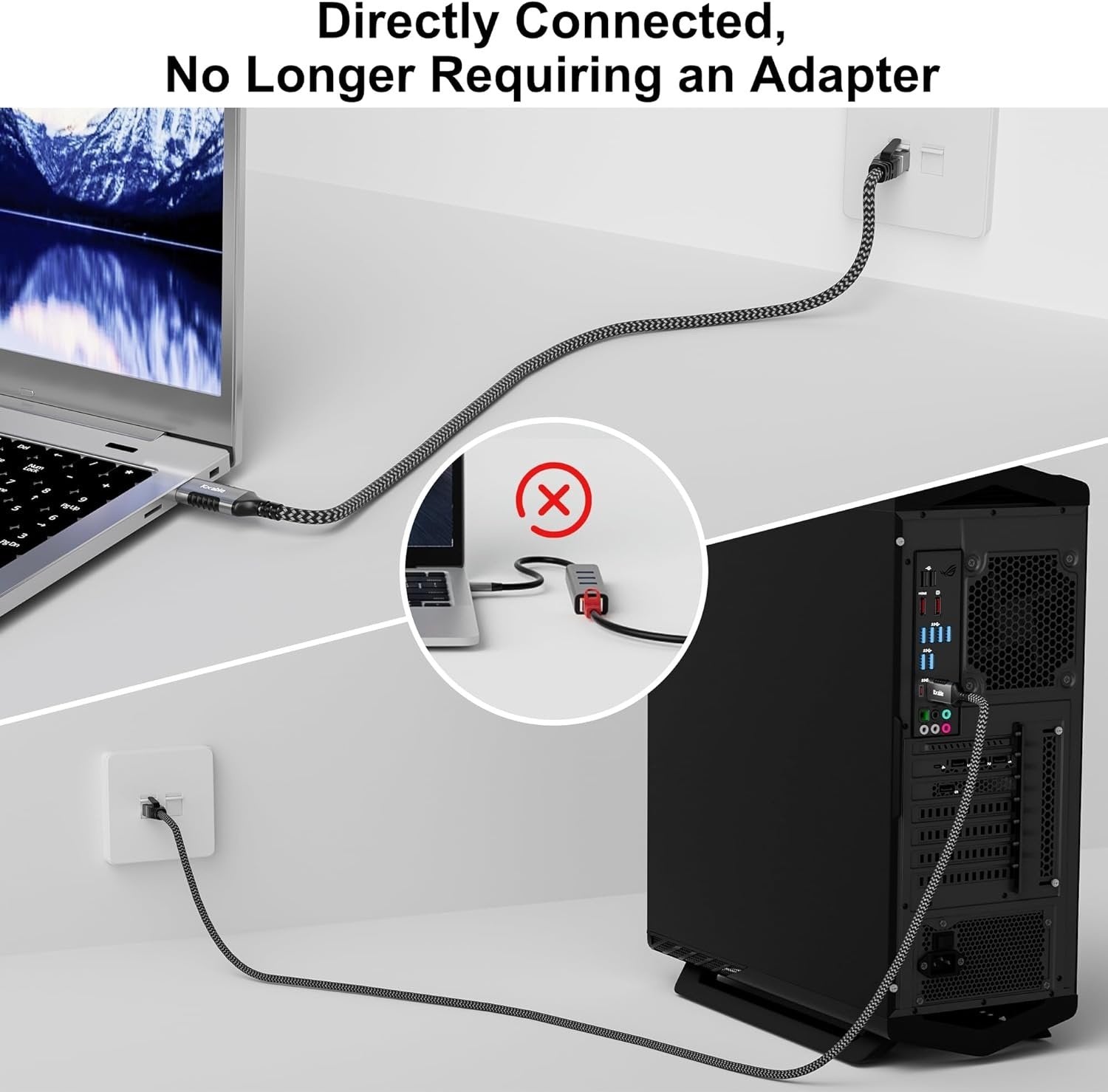 NÖRDIC 5m USB-C 3.1 til RJ45 1 Gbps LAN Windows, MacOS, Linux, ChromeOS
