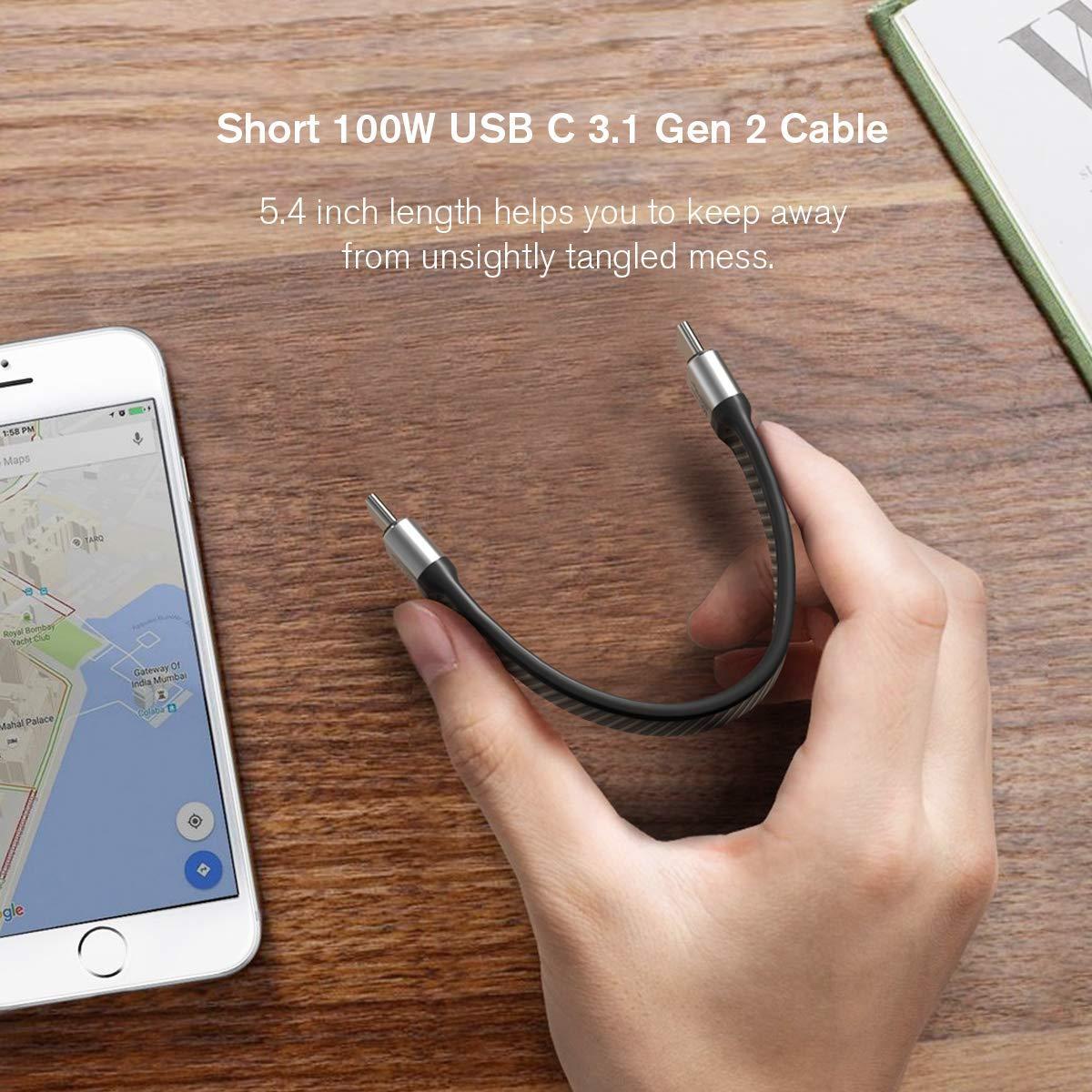 NÖRDIC flad adapter USB3.2 Gen2 USB-C til C 10Gbps 5A 100W Levere