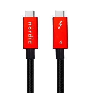 NÖRDIC 1m Thunderbolt 4 USB-C kabel 40Gbps 100W opladning 8K video kompatibel med USB 4 og Thunderbolt 3 Online nu