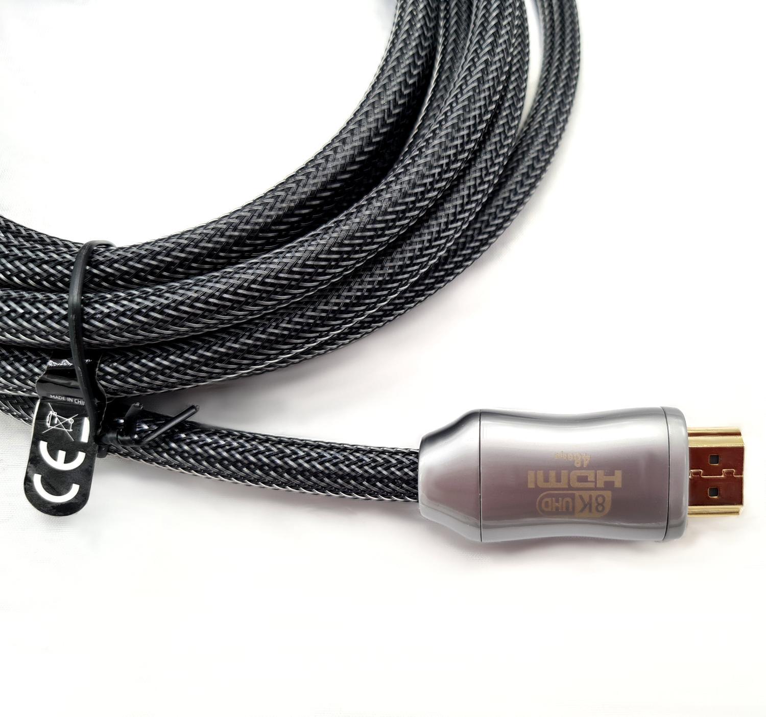 NÖRDIC CERTIFIED KABLER 1,5m Ultra High Speed HDMI 2.1 8K 60Hz 4K 120Hz 48Gbps Dynamic HDR eARC VRR nylonflettet kabel forgyldt ekstra holdbart