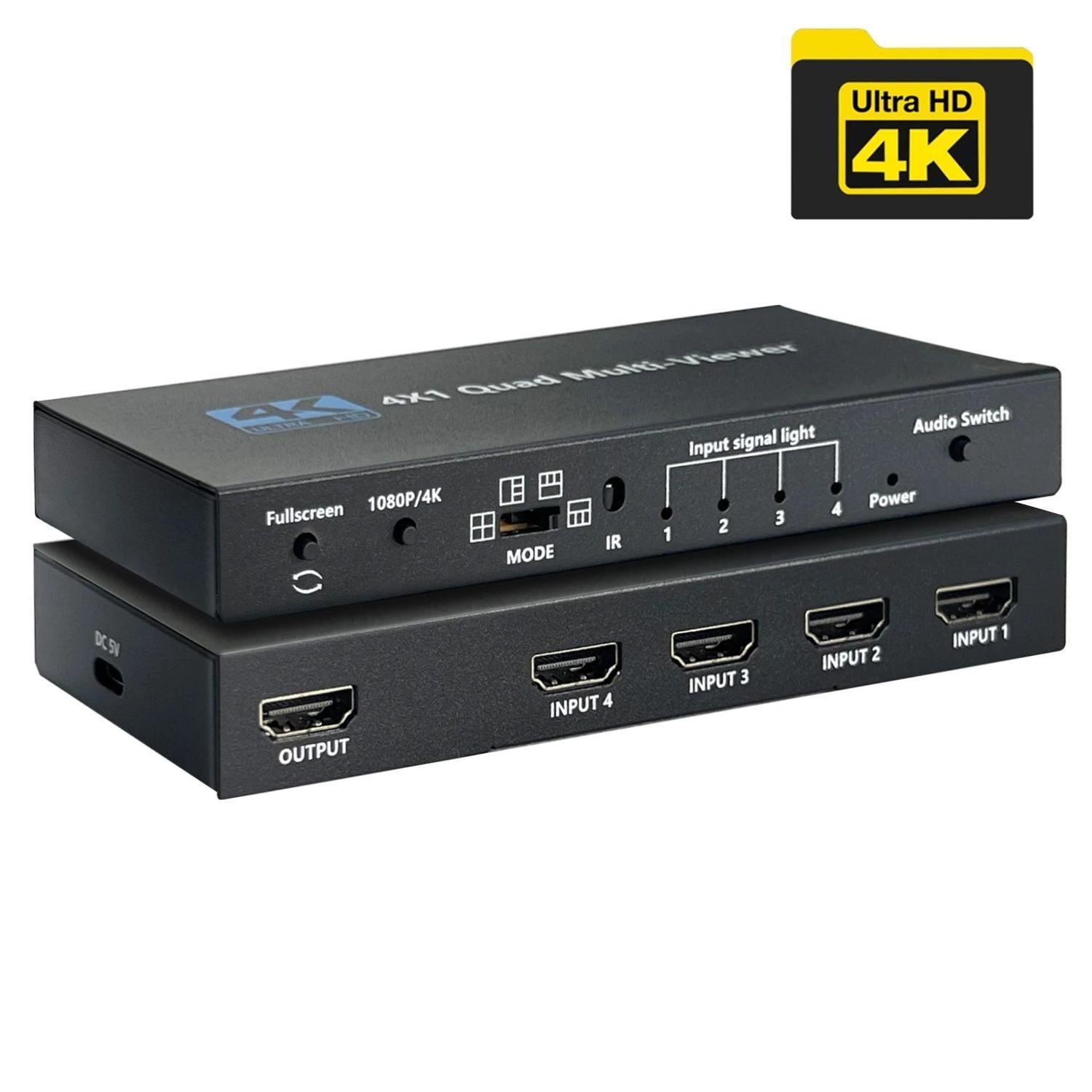 NÖRDIC HDMI scaler switch 4 til 1 med Multiviewer 4K30hz HDCP1.4