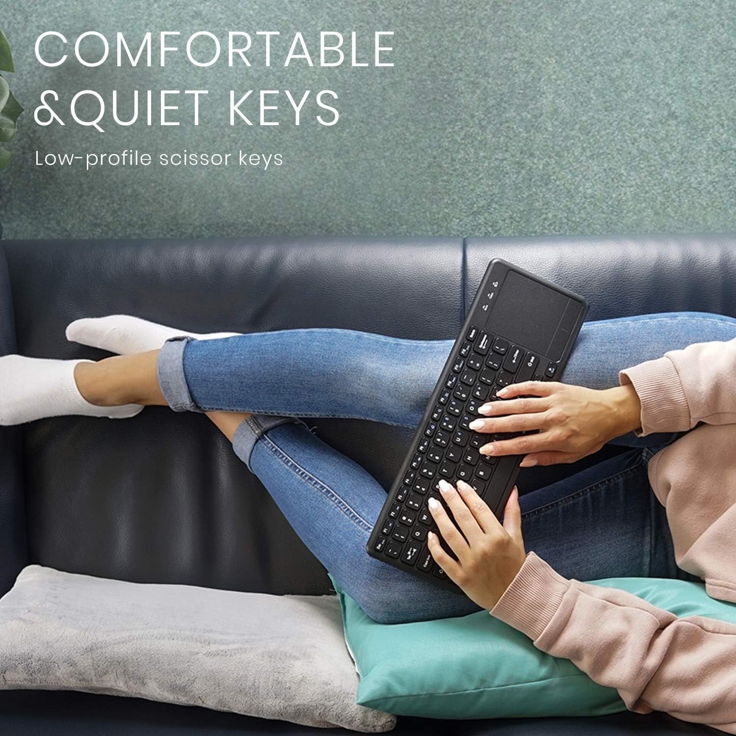 NÖRDIC trådløst 2.4G tastatur med touchpad 78 taster IOS Android Windows US layout