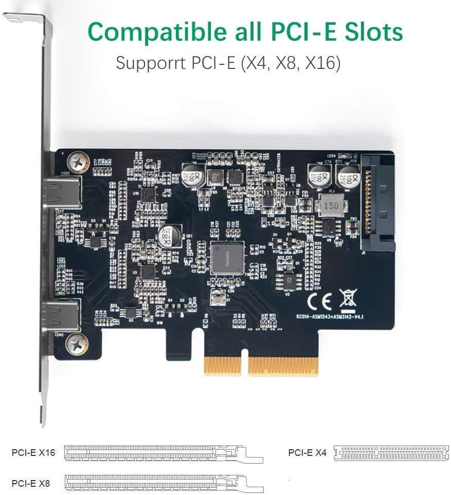 Maiwo KC014 PCI Express x4-kort 2x ekstern USB 3.1 10 Gbps Gen 2 type C