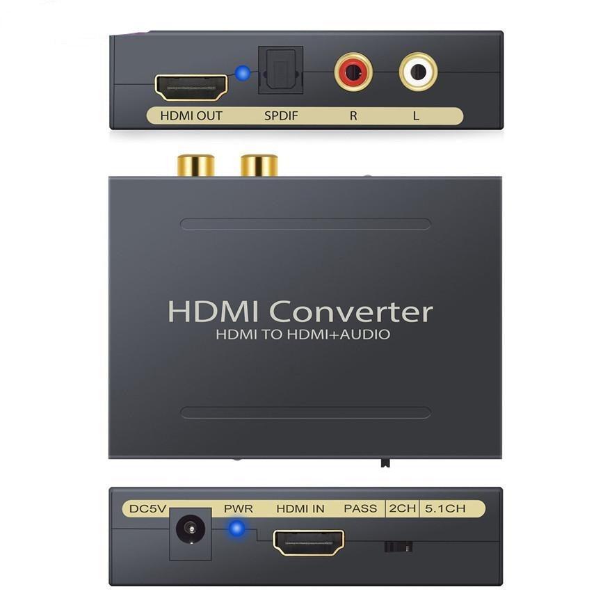 NÖRDIC HDMI Audio Extractor 5.1 og 2.0, 1xHDMI input til 1xHDMI Full HD, og 1xToslink 2xRCA output. Støtte til Xbox One, PS3 / PS4 og Apple TV. Hot på udsalg