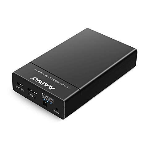 Maiwo K25682 USB 3.1 GEN1 5Gbps ekstern RAID0, 1, BOD storage cabinet 2x2,5 SATA-HDD SSD 7/9,5 mm op til 2 TB understøtter UASP USB-kabel type B til A