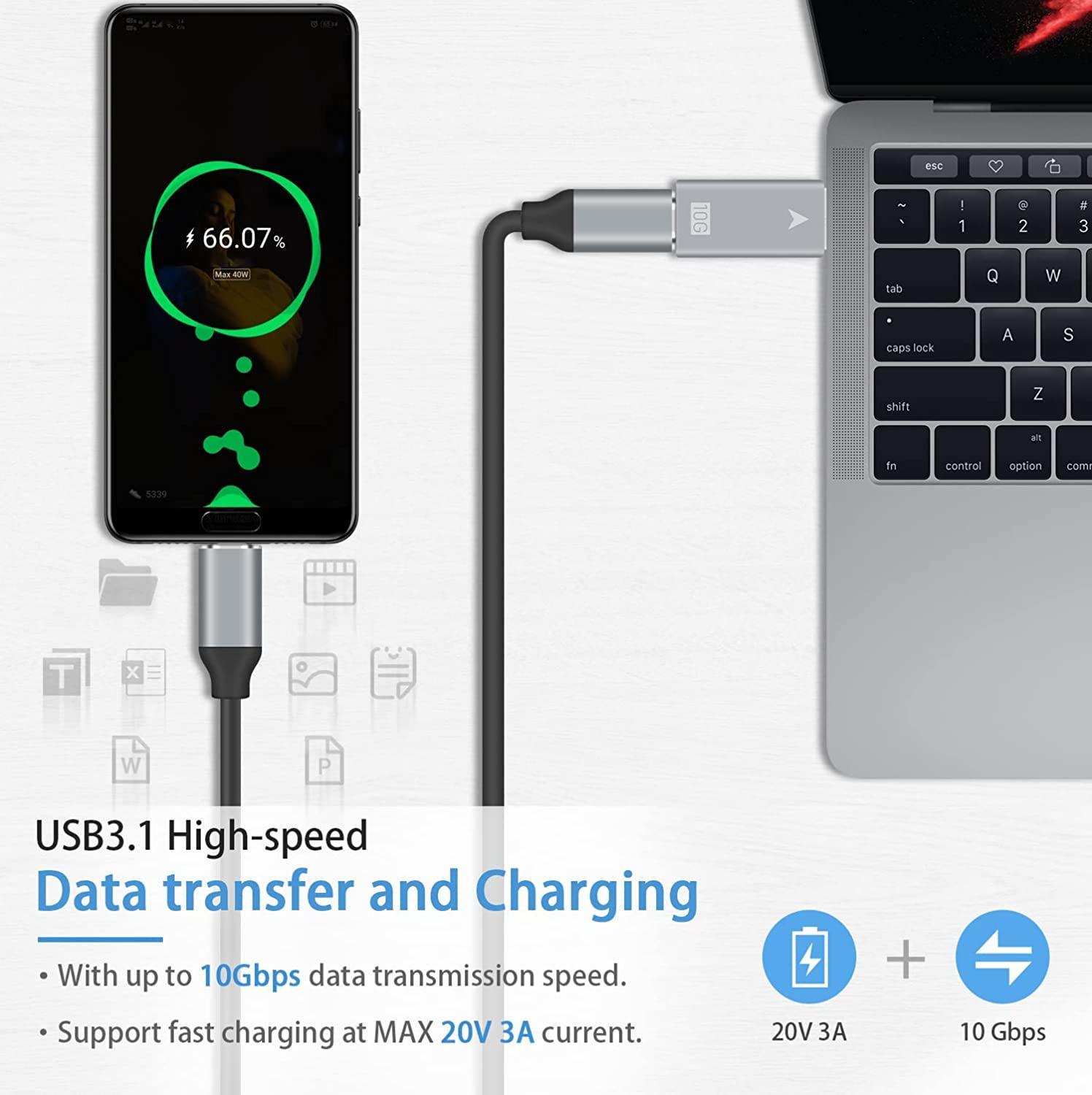 NÖRDIC USB3.2 Gen2 USB-C til USB-A adapter 10Gbps metal Hot på udsalg