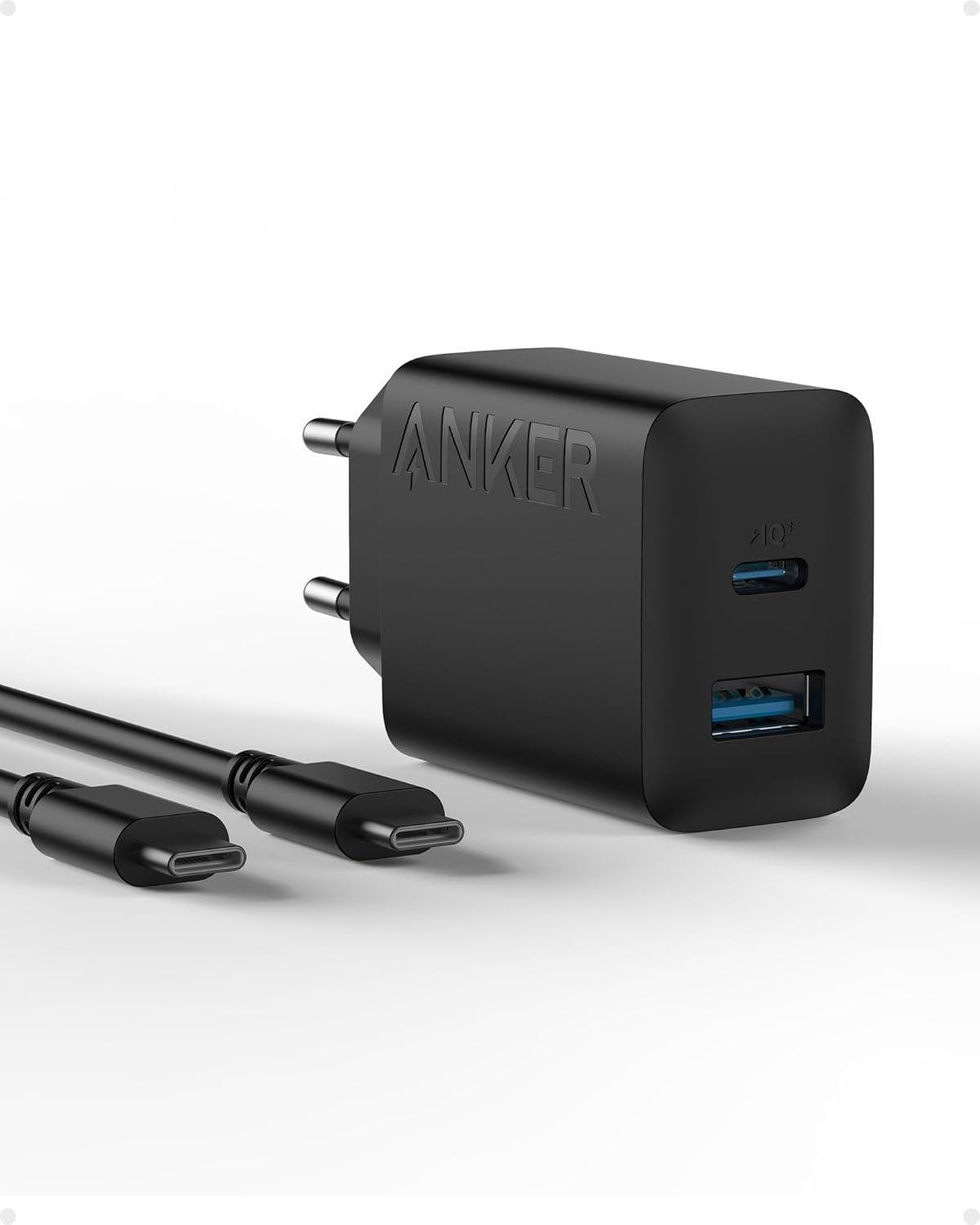 ANKER USB-C-oplader 2 porte 1xUSB-C 1xUSB-A 20W Hurtigopladning med 150 cm USB-kabel