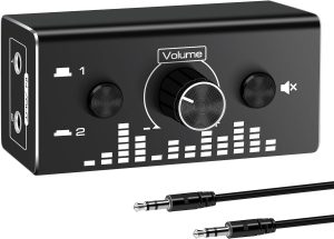 NÖRDIC Bi-Directional 3,5 mm jack-lydkontakt 2 in 1 out / 1 in 2 out analog lydløs stereolydkontakt med lydstyrkekontrol Online nu