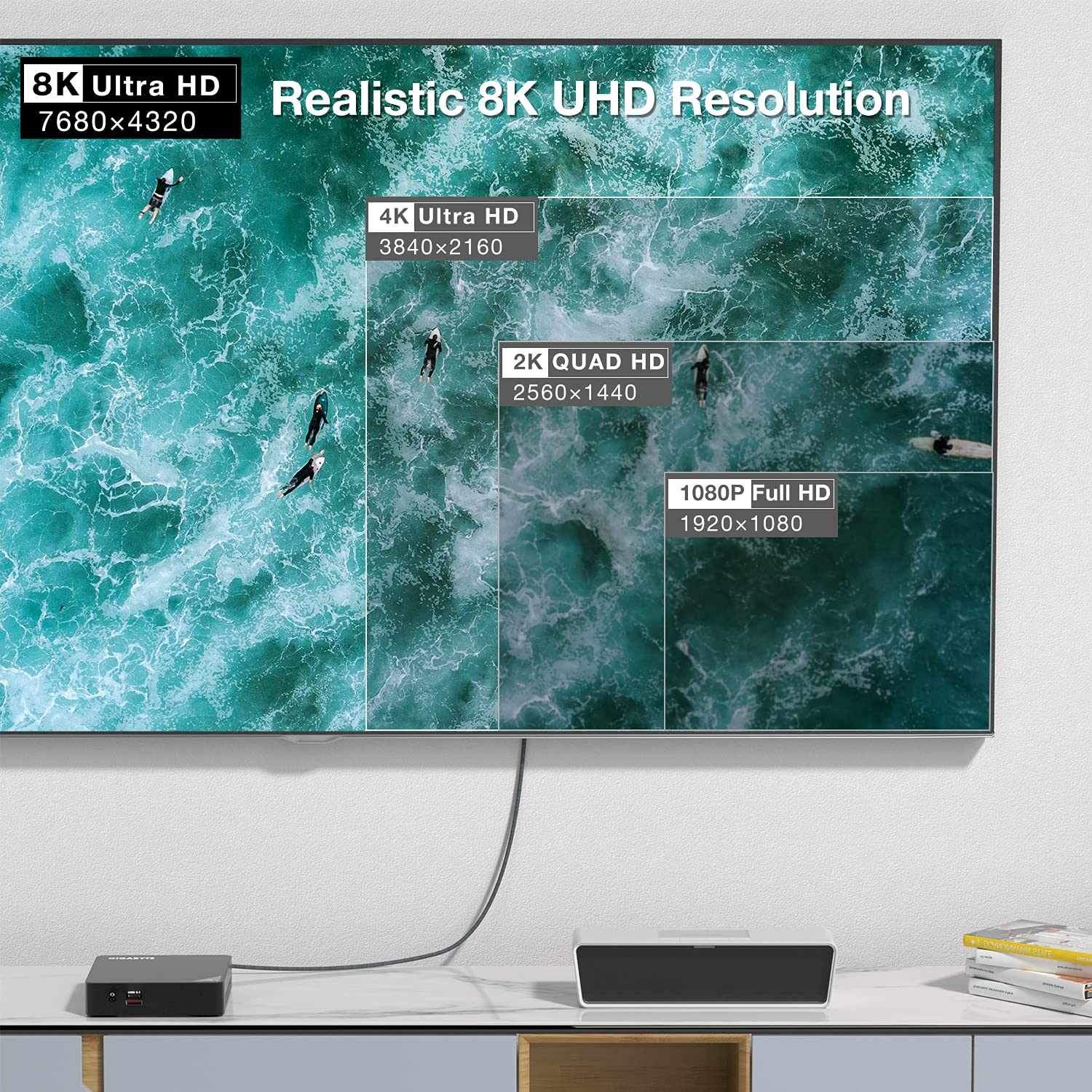 NÖRDIC 1,5m Displayport 1.4 till HDMI 2.1 8K60Hz 4K120/144Hz Dynamic HDR 32.4Gbps Dolby ATMOS Online Hot Salg